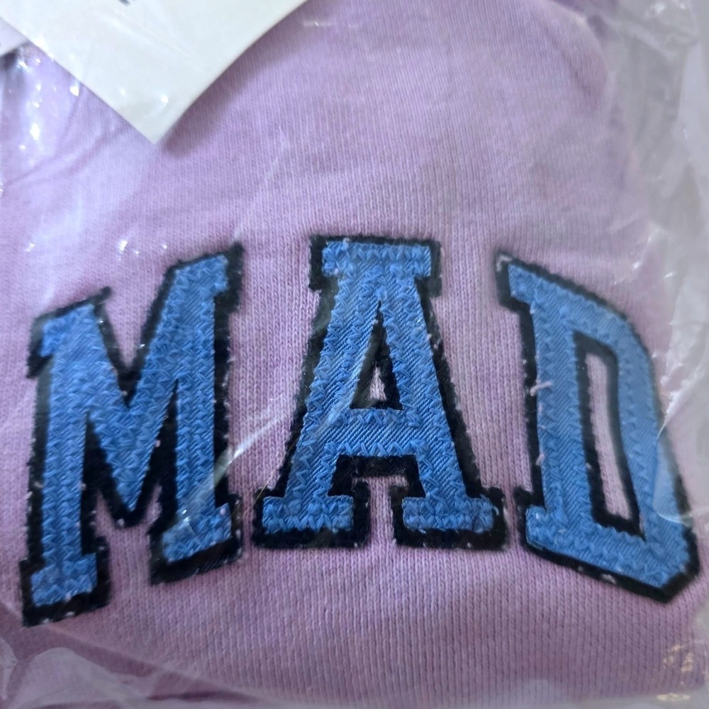 Gap x Madhappy Cropped Zip Up Hoodie Orchid Purple‎ Blue MAD Applique XLarge - Picture 3 of 4